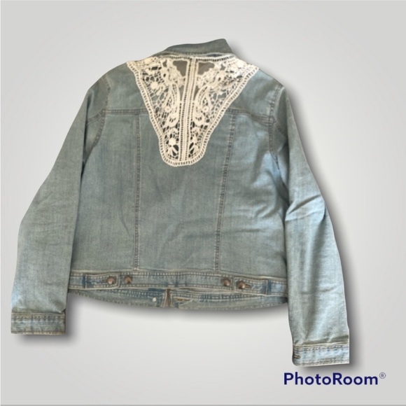 Country core denim jean jacket with crochet backing size med - Picture 2 of 4